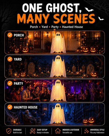 👻Giant Swinging Ghost Halloween Decoration with LED Lights & Remote Control
