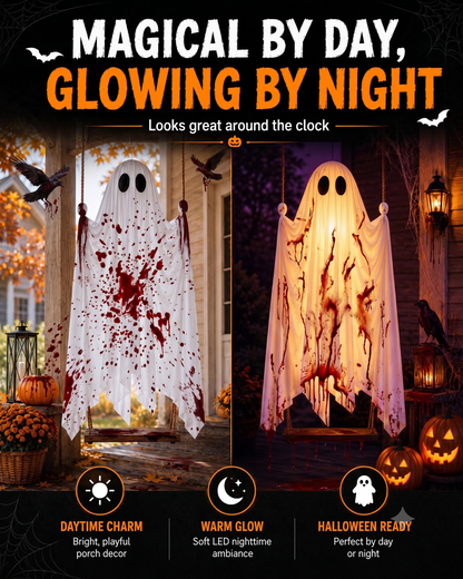 👻Giant Swinging Ghost Halloween Decoration with LED Lights & Remote Control